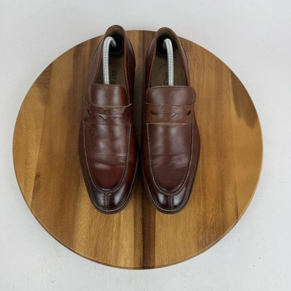 Mens Stacy Adams McCleary‎ Brown Leather Causal Penny Loafers Size 9.5 M GUC